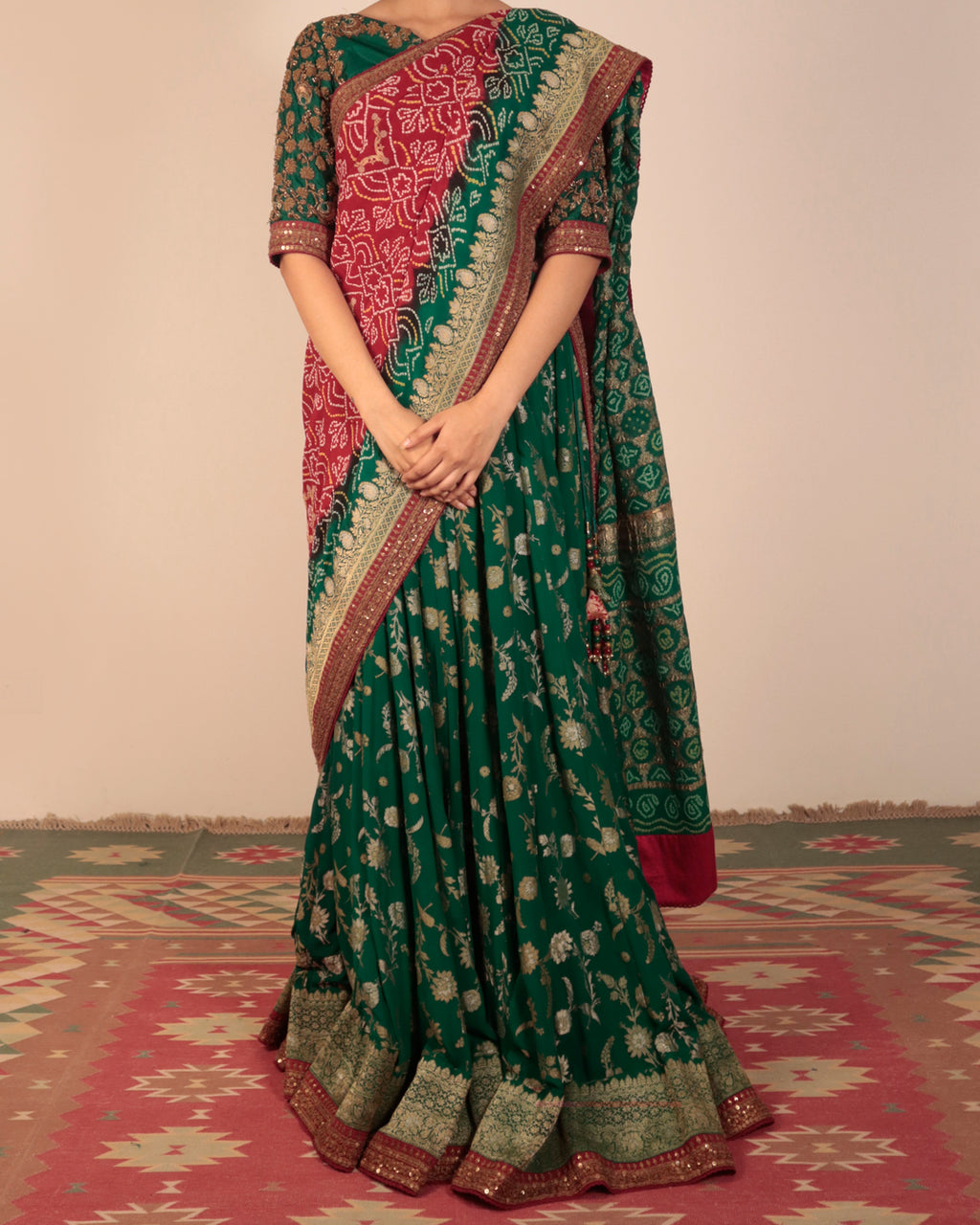 Green Banarasi Georgette Lehenga