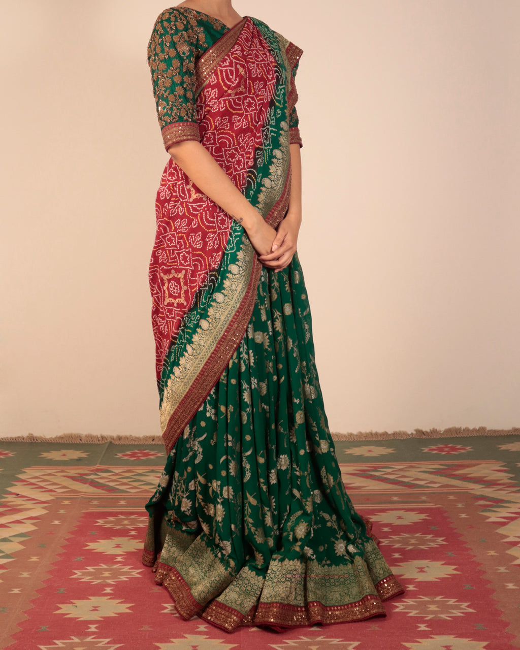 Green Banarasi Georgette Lehenga