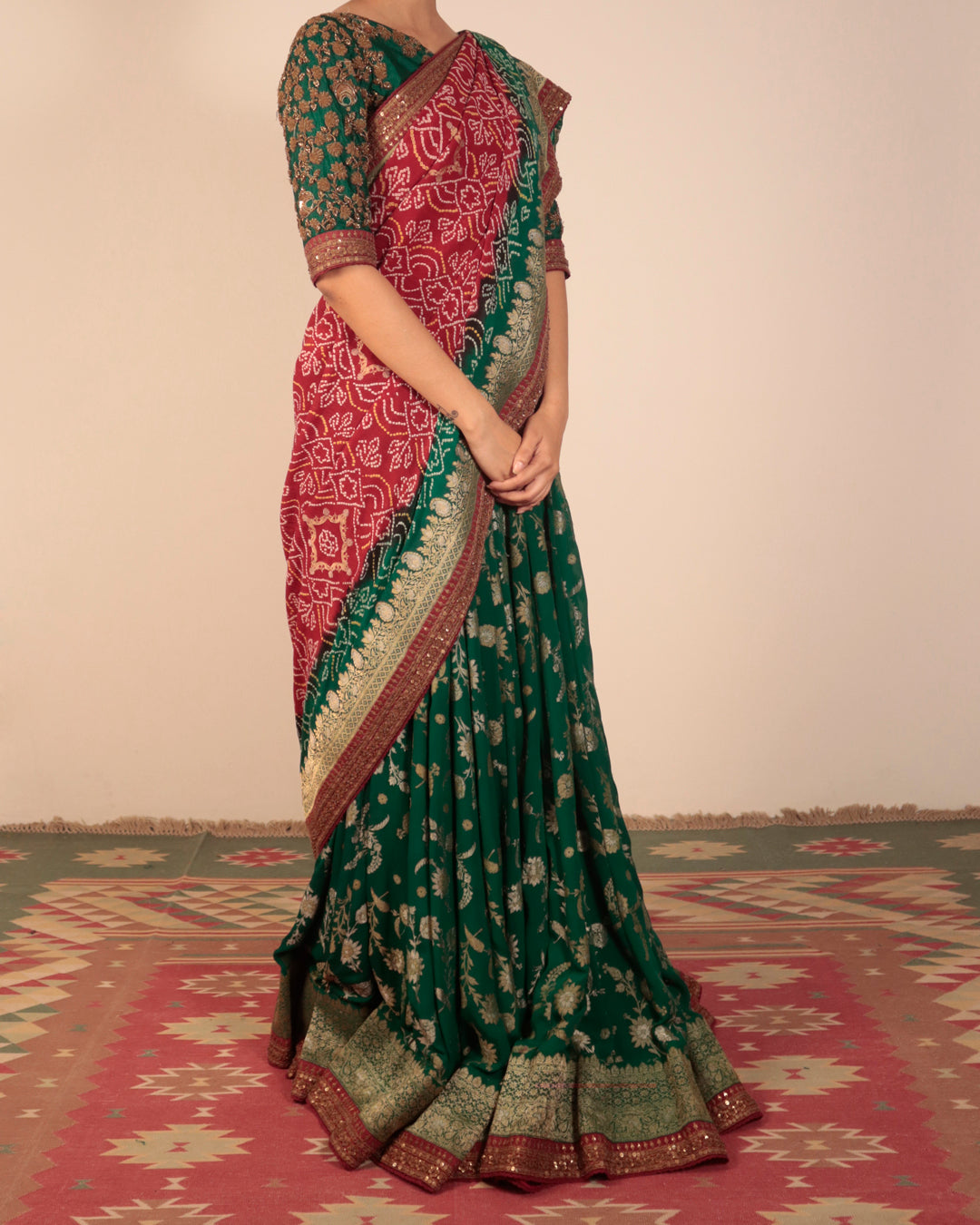 Green Banarasi Georgette Lehenga