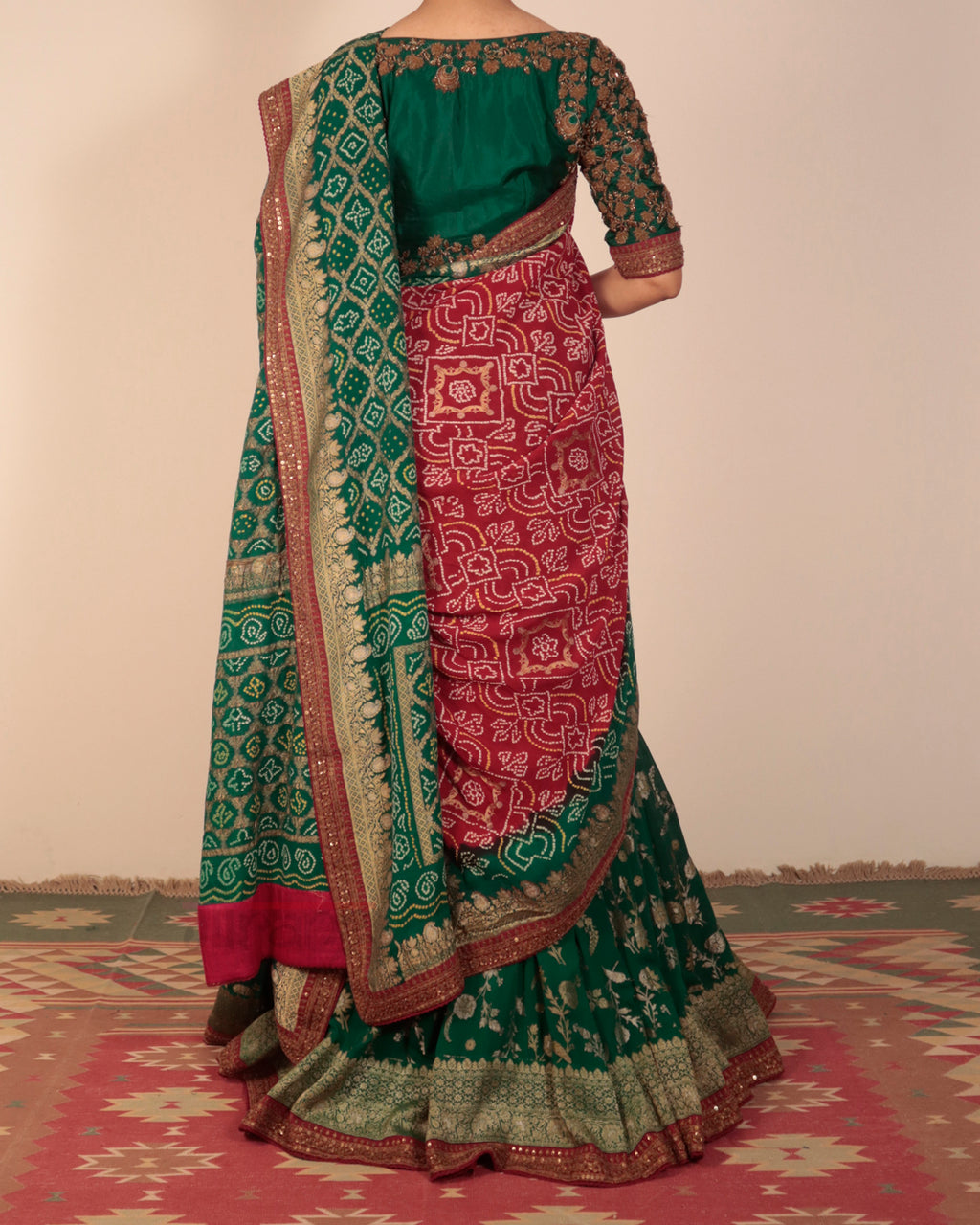 Green Banarasi Georgette Lehenga