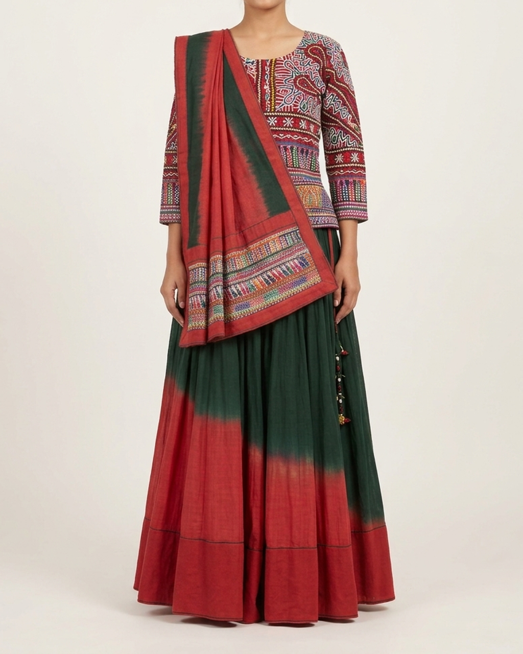 Handwoven Khadi Double Shade Lehenga