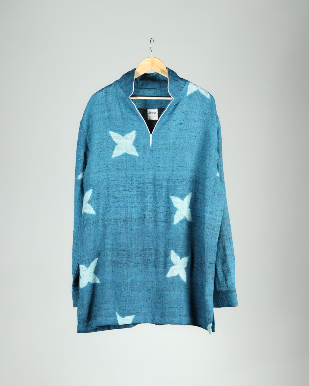 Teal Handwoven Muga Silk Short Kurta