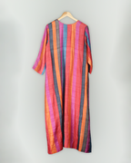 Multi Colour Hand Block Printed Tussar Silk Kurta Set
