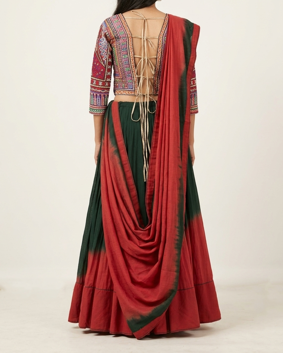 Handwoven Khadi Double Shade Lehenga