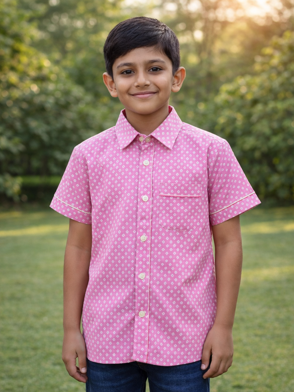 Pink Bandhani Printed Shirt