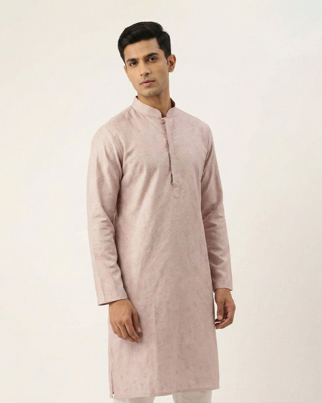 Mauve Handwoven Chanderi Cotton Hand Embroidered Kurta
