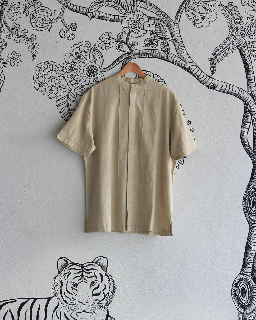 Beige Handwoven Khadi Shirt
