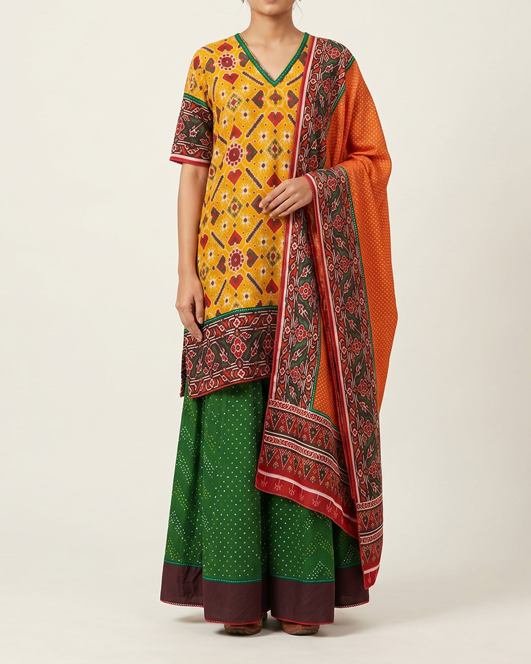 Yellow Handwoven Patan Patola Sharara Set