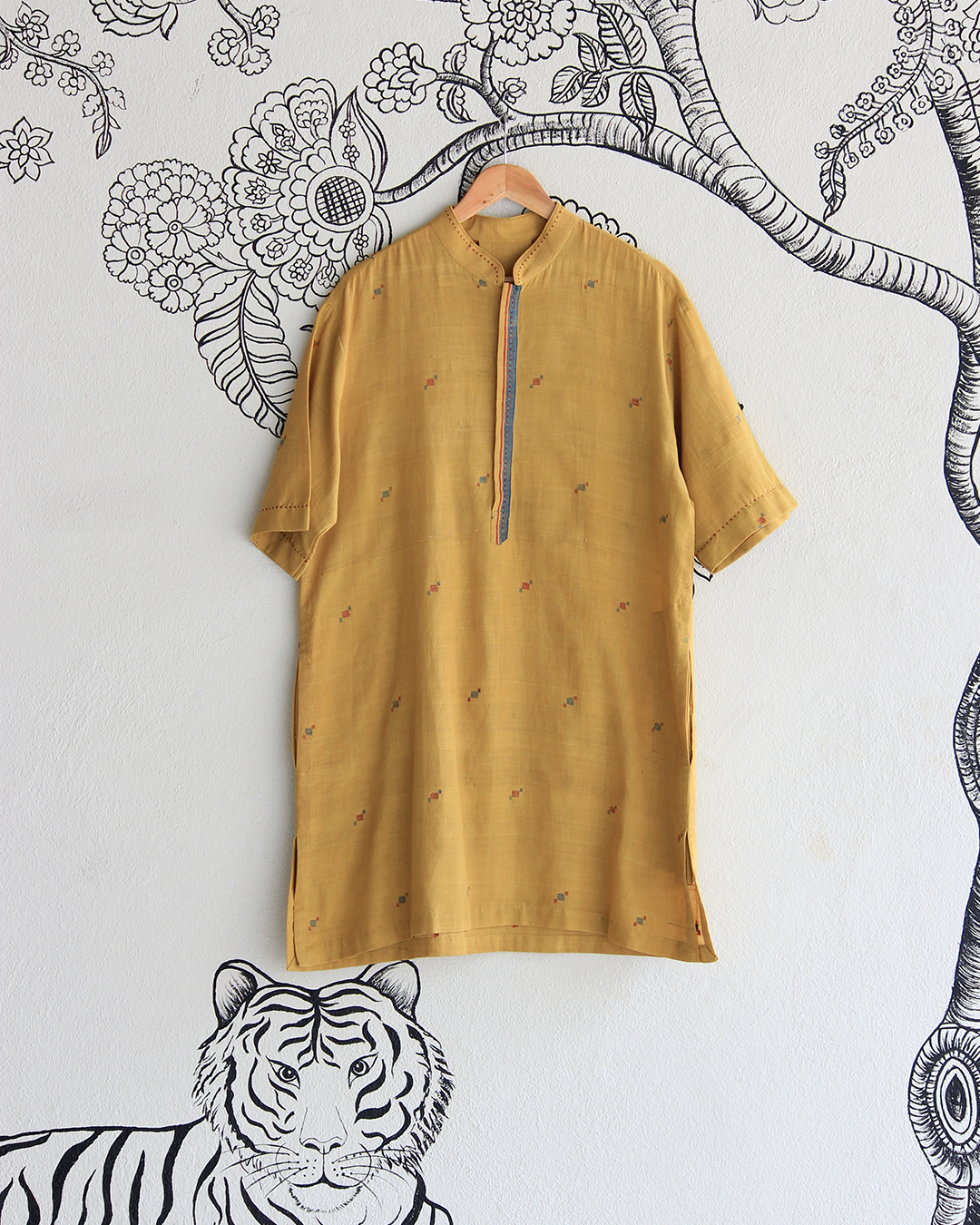 Yellow Handwoven Khadi Short Kurta