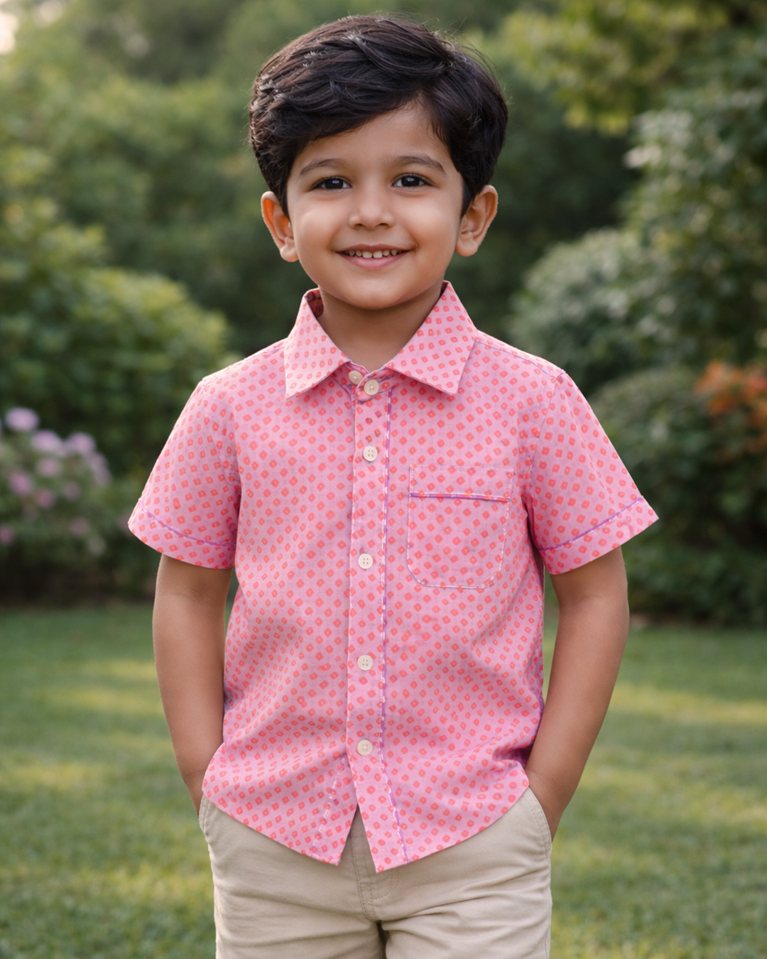Baby Pink Bandhani Printed Shirt