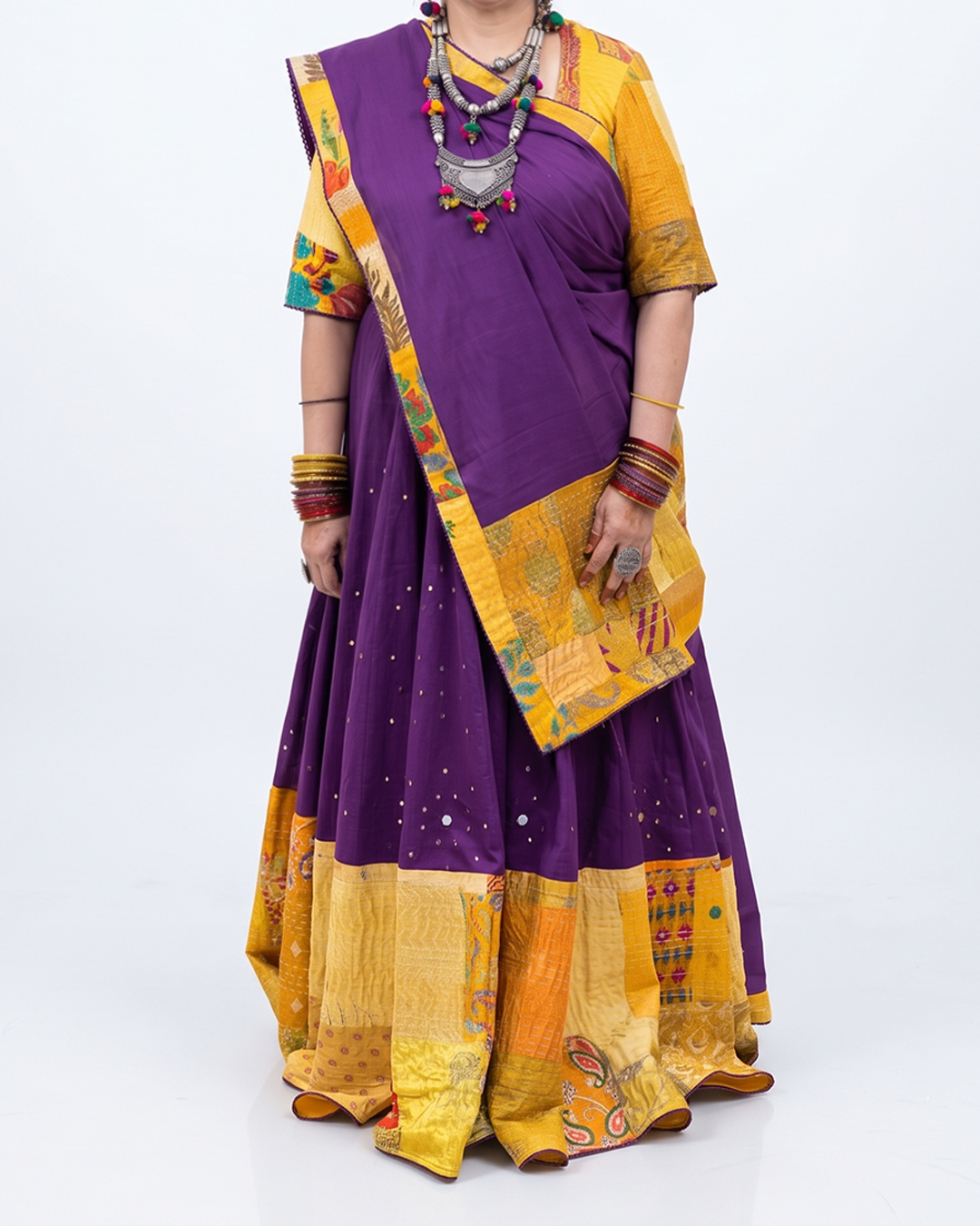 Handwoven Khadi Mirror Work Lehenga