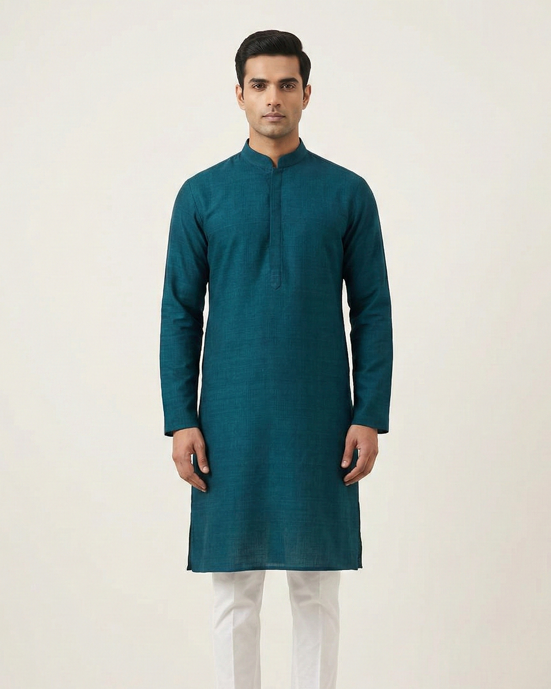 Blue Handwoven Matka Silk Kurta