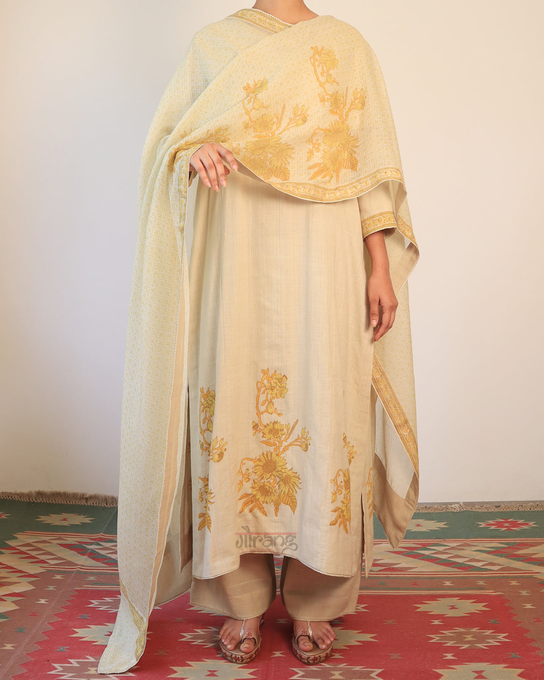 Yellow Printed Kurta Set