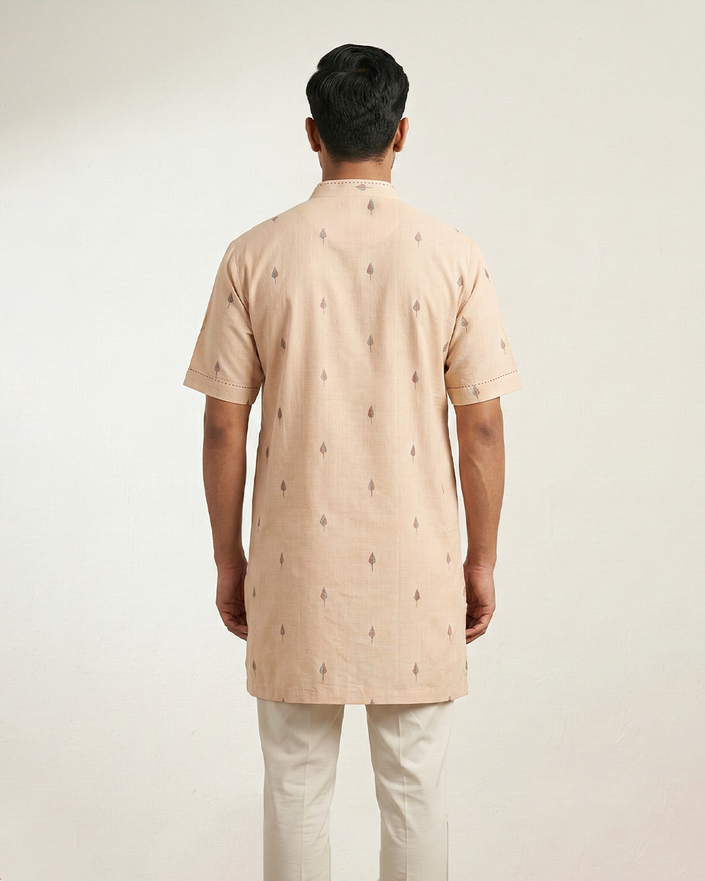 Peach Handwoven Khadi Short Kurta