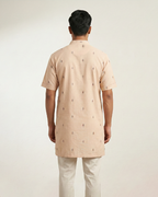 Peach Handwoven Khadi Short Kurta