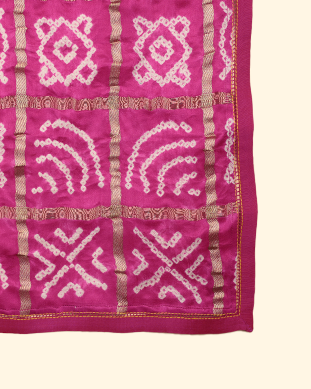 Pink Handwoven Bandhani Silk Pocket Square