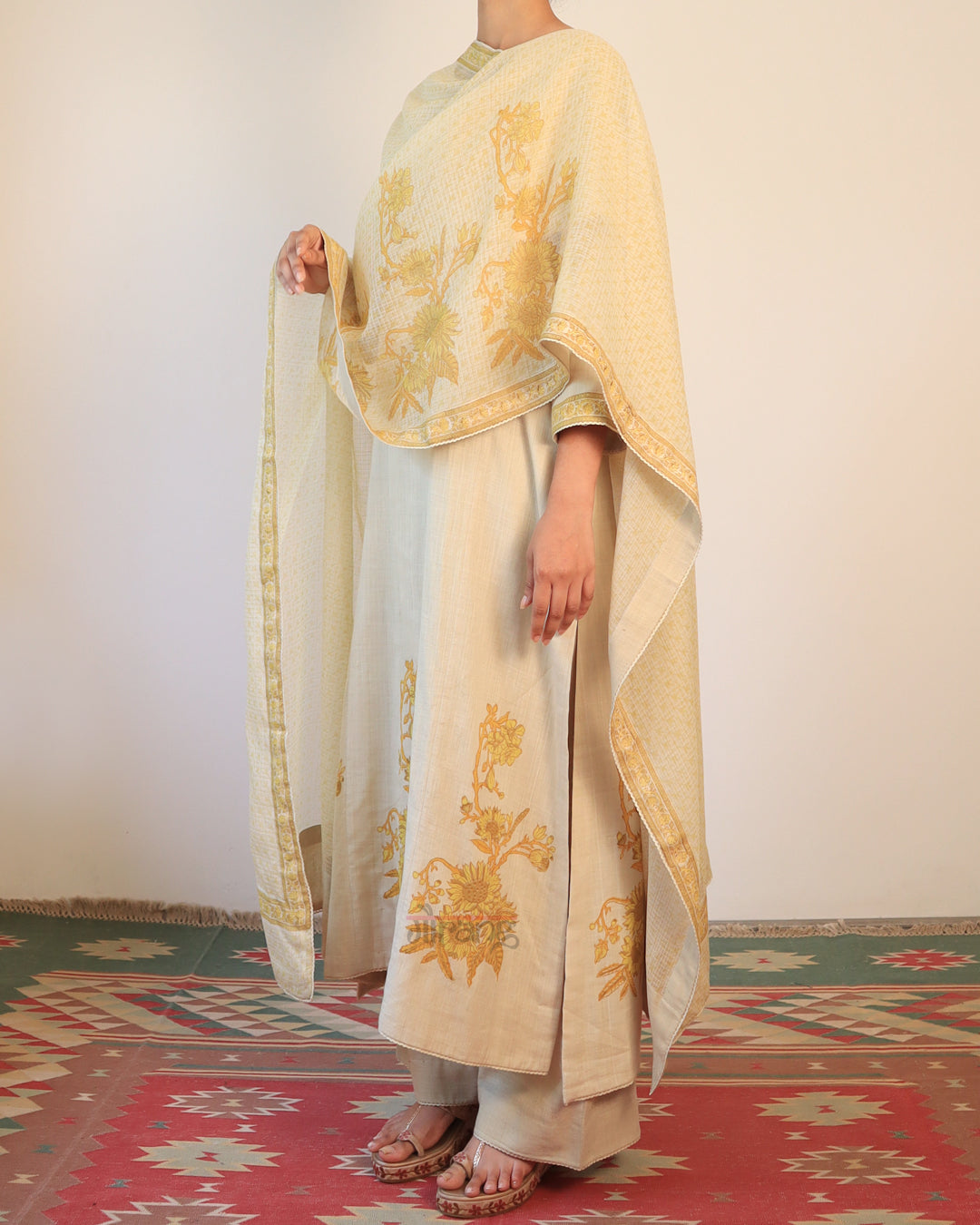 Yellow Printed Kurta Set