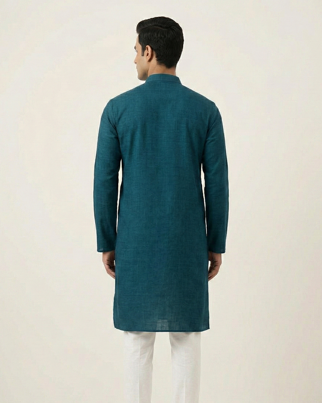 Blue Handwoven Matka Silk Kurta