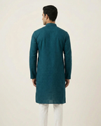 Blue Handwoven Matka Silk Kurta