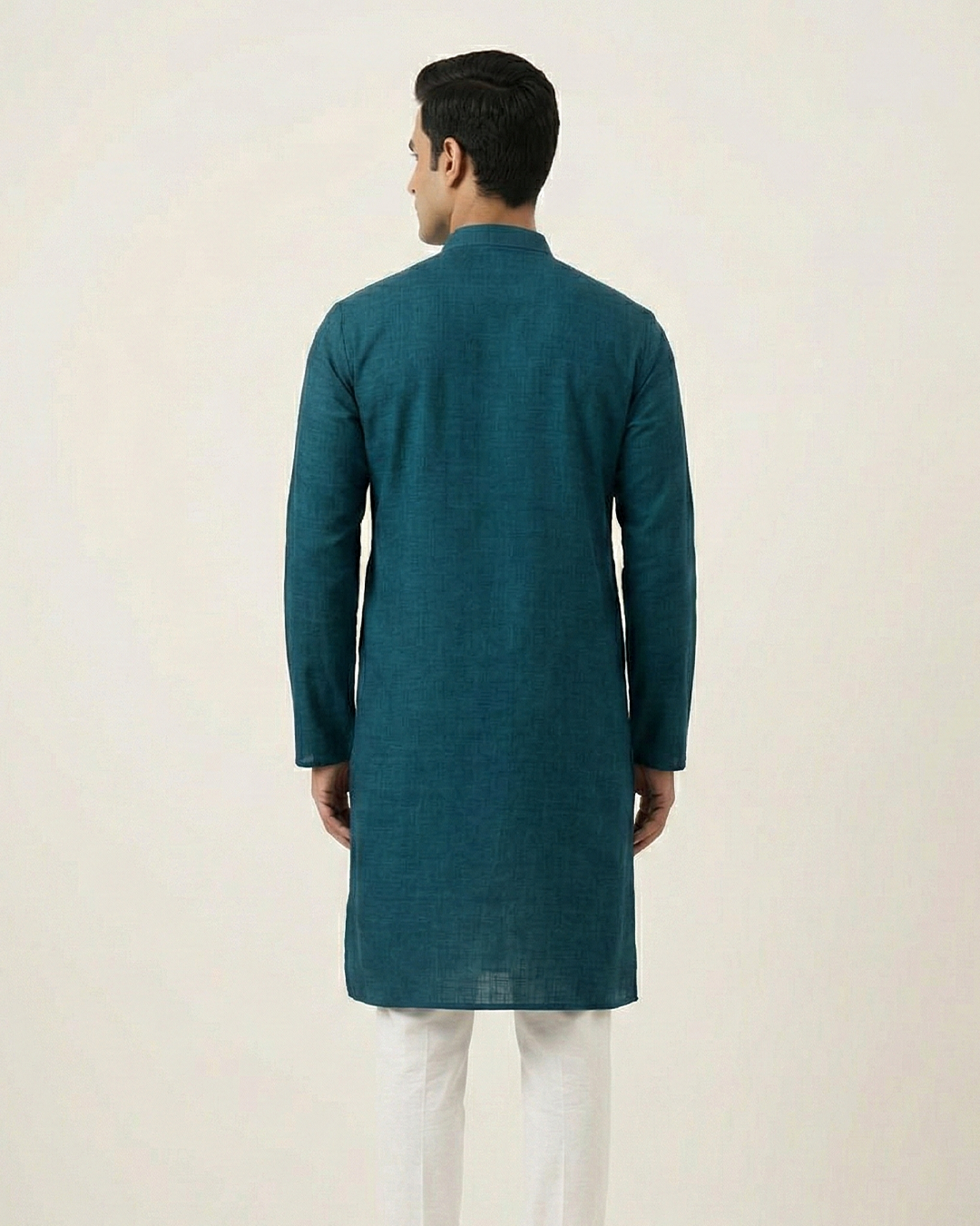 Blue Handwoven Matka Silk Kurta