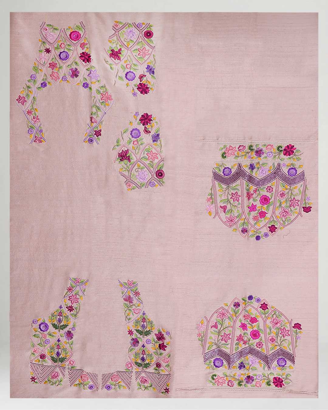 Pink Hand-Embroidered Lehenga with Floral Artistry