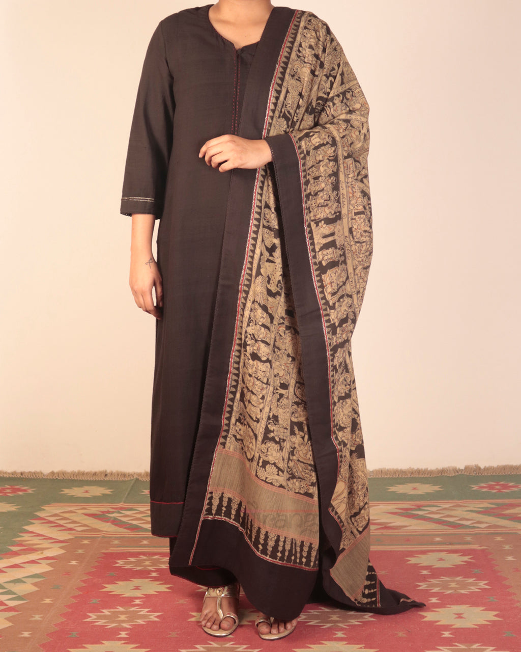 Black Hand Painted Kurta Set