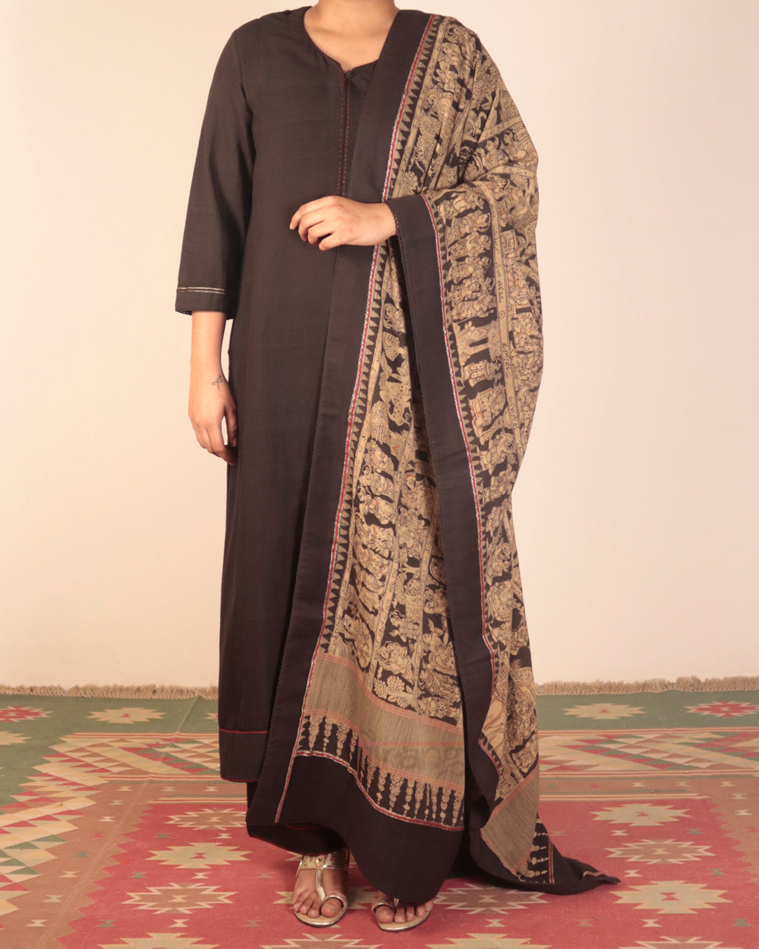 Black Hand Painted Kurta Set