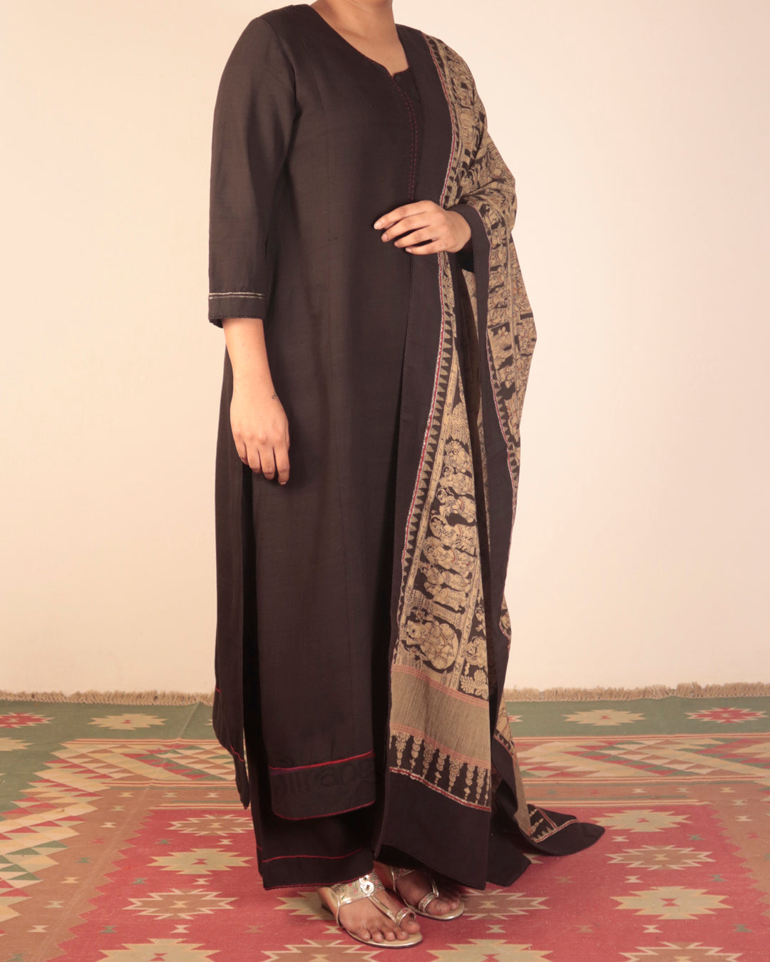 Black Hand Painted Kurta Set