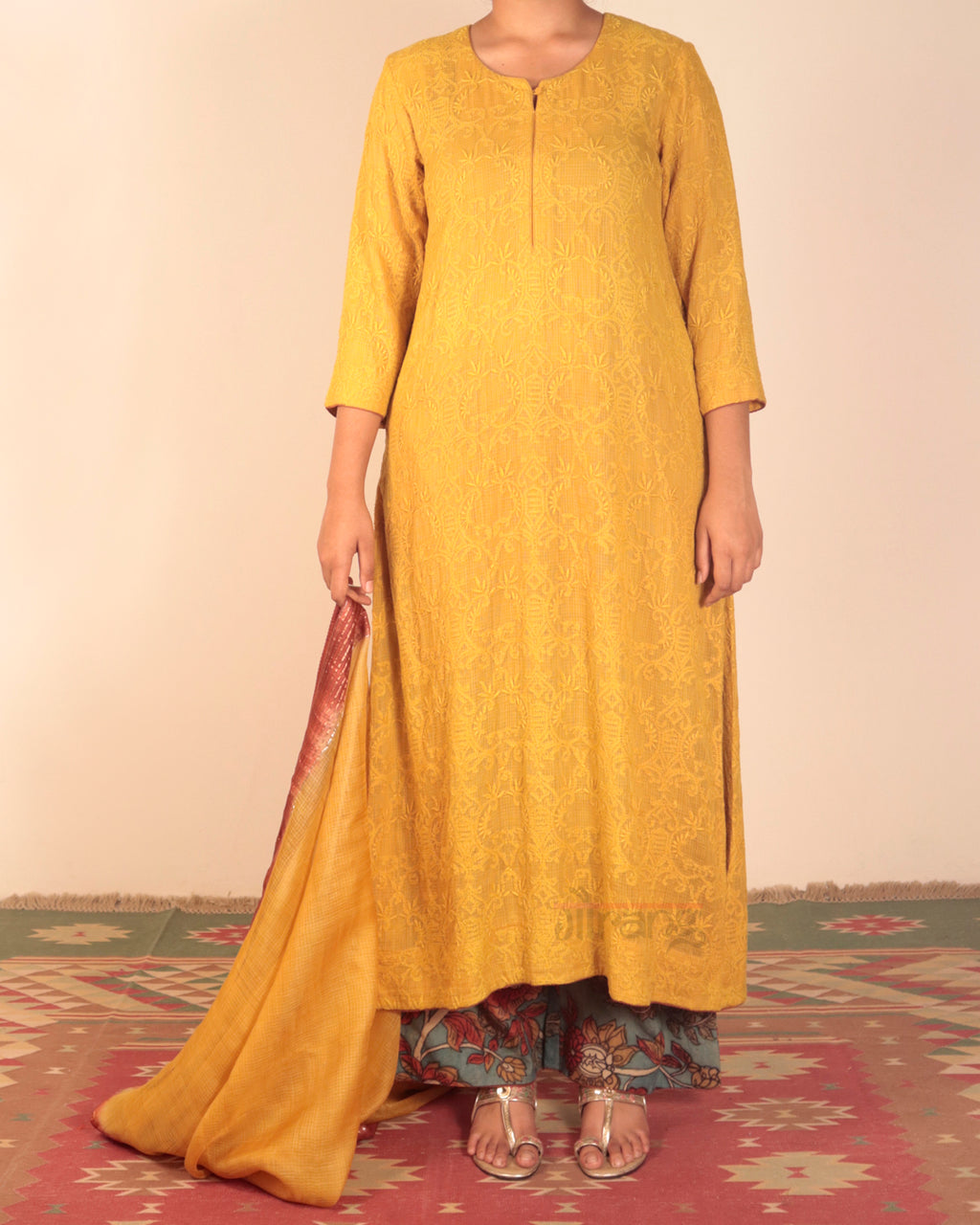 Yellow Embroidered Kurta Set