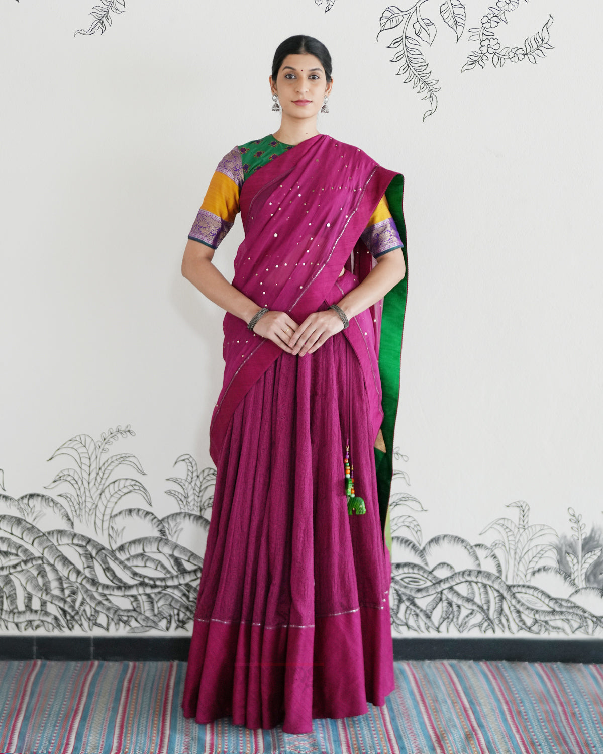 Pink Handwoven Kota Tussar Lehenga