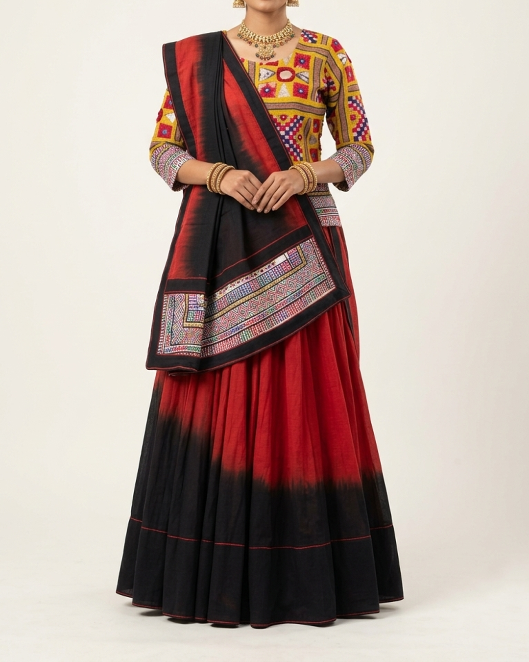 Handwoven Khadi Double Shade Lehenga