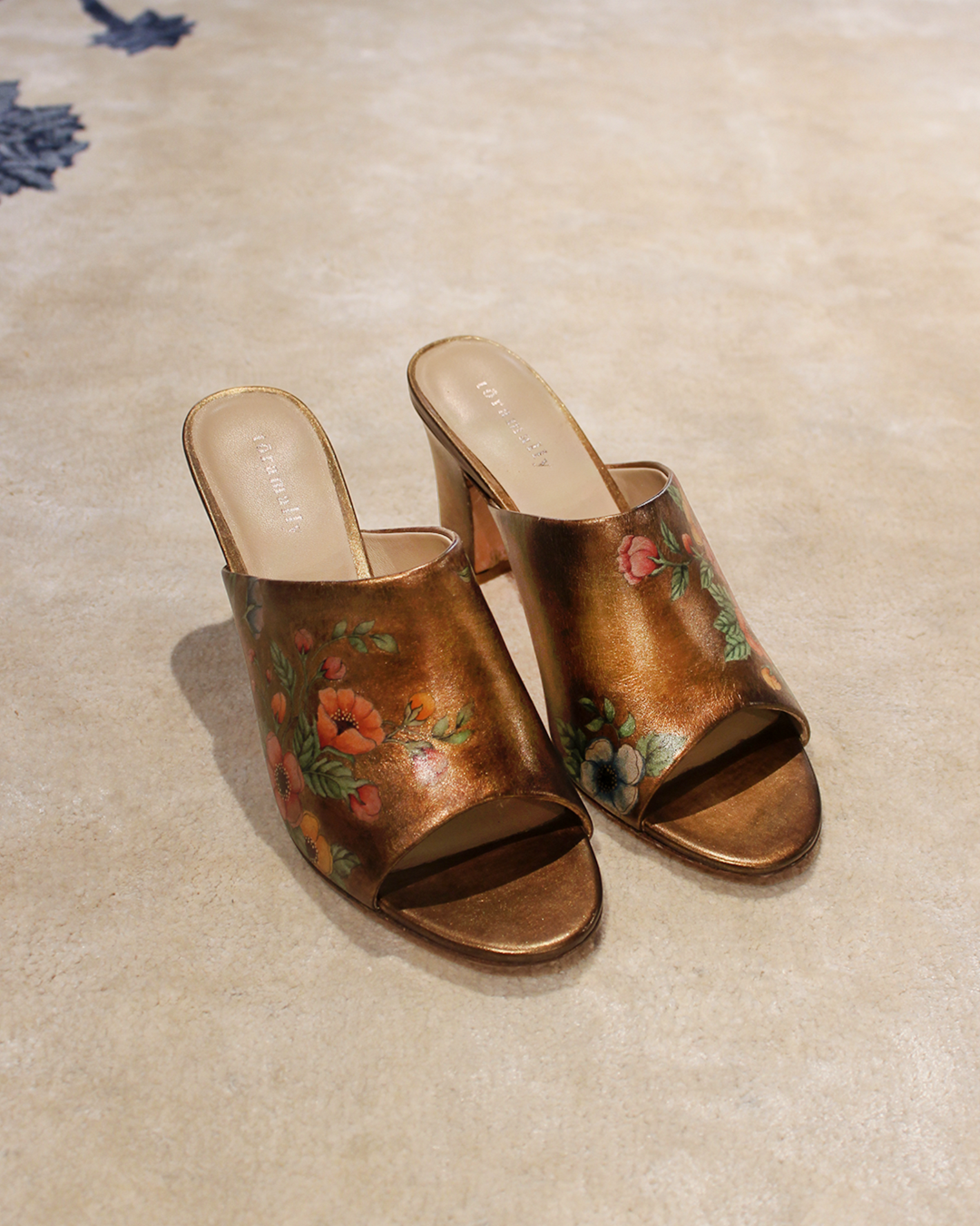 Zaakiya Gold Handpainted Block Mule