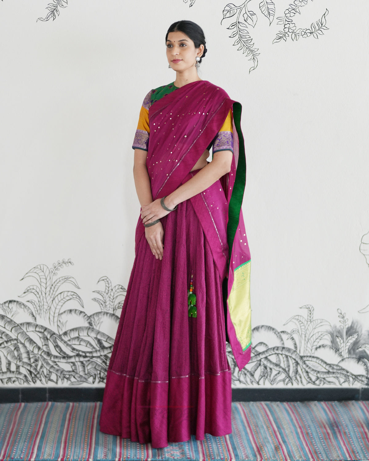 Pink Handwoven Kota Tussar Lehenga