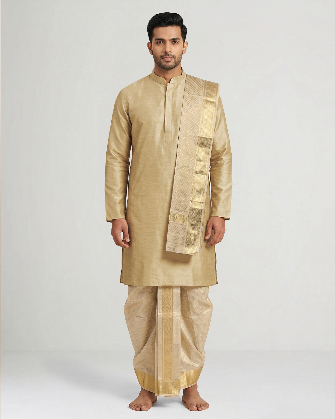 Handwoven Kanjeevaram Dhoti Kurta Set