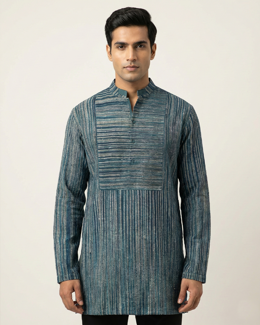 Green Handwoven Muga Silk Short Kurta