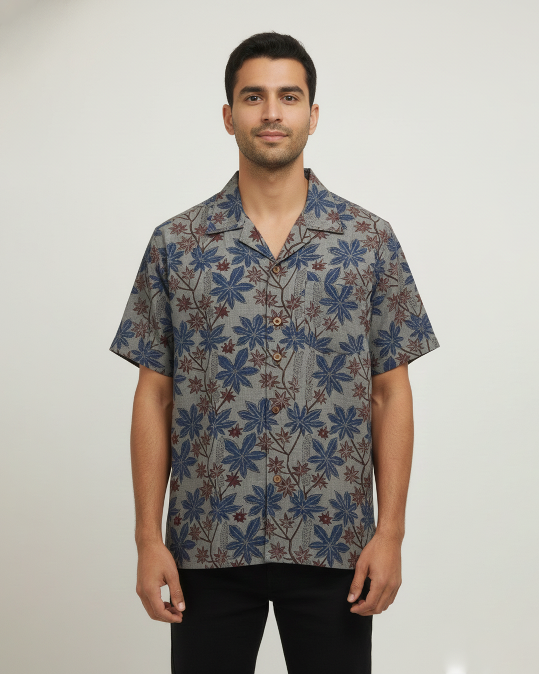 Grey Handwoven Kalamkari Khadi Shirt