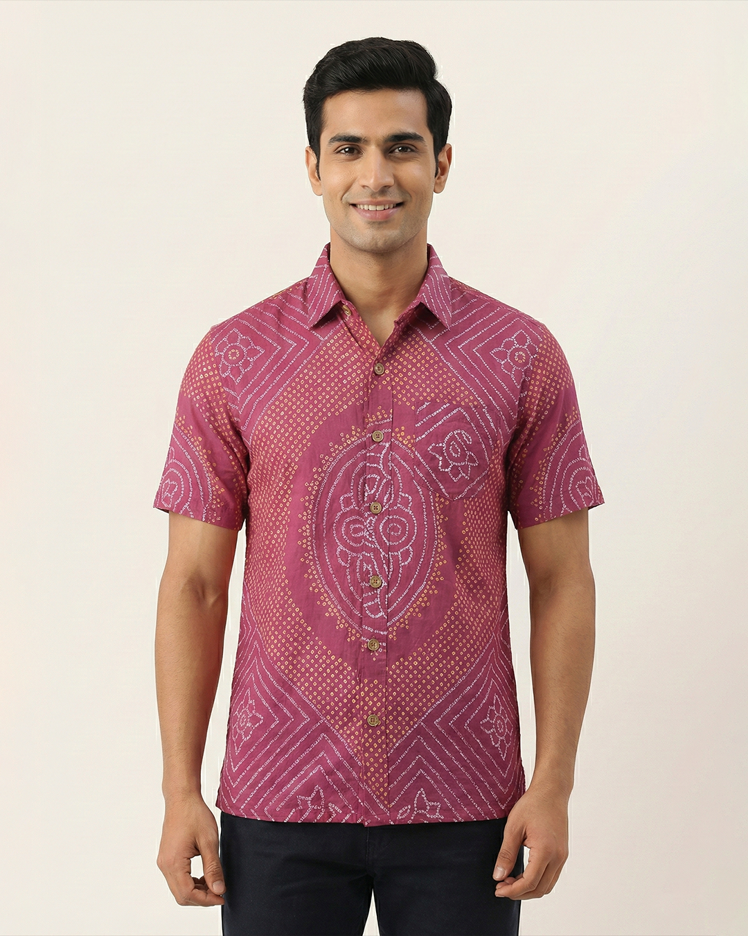 Pink Handcrafted Bandhani Shirt