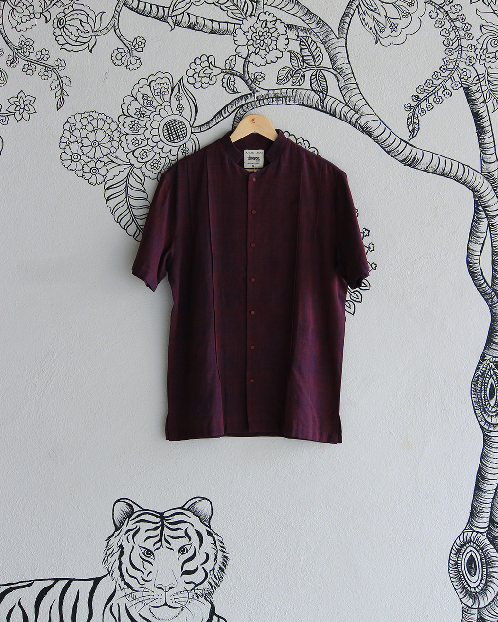 Wine Handwoven Khadi Shirt