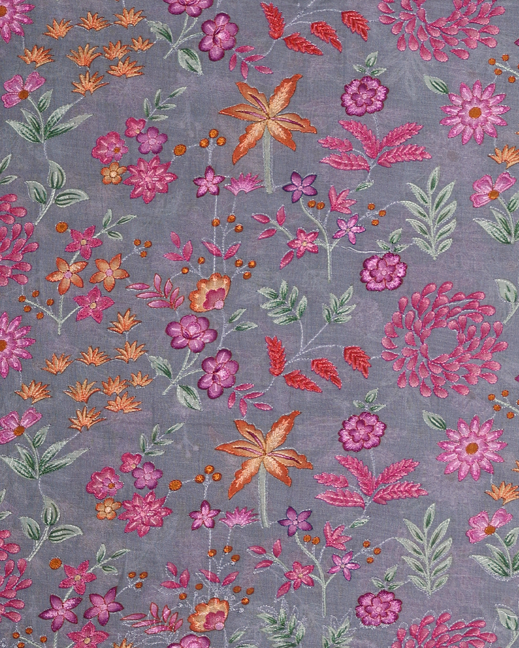 Grey Handwoven Chanderi Cotton Embroidered Bandhgala