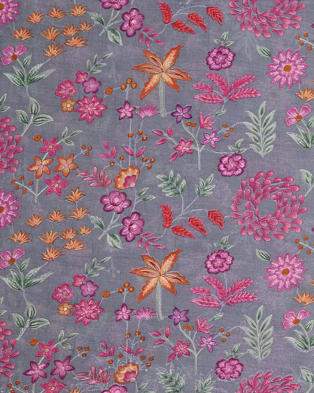 Grey Handwoven Chanderi Cotton Embroidered Bandhgala