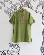 Green Handwoven Khadi Short Kurta