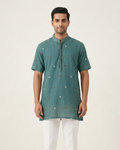 Molly Robins Green Handwoven Khadi Short Kurta