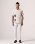 Neel Pushp - Handpainted Natural Indigo Khadi Shirt