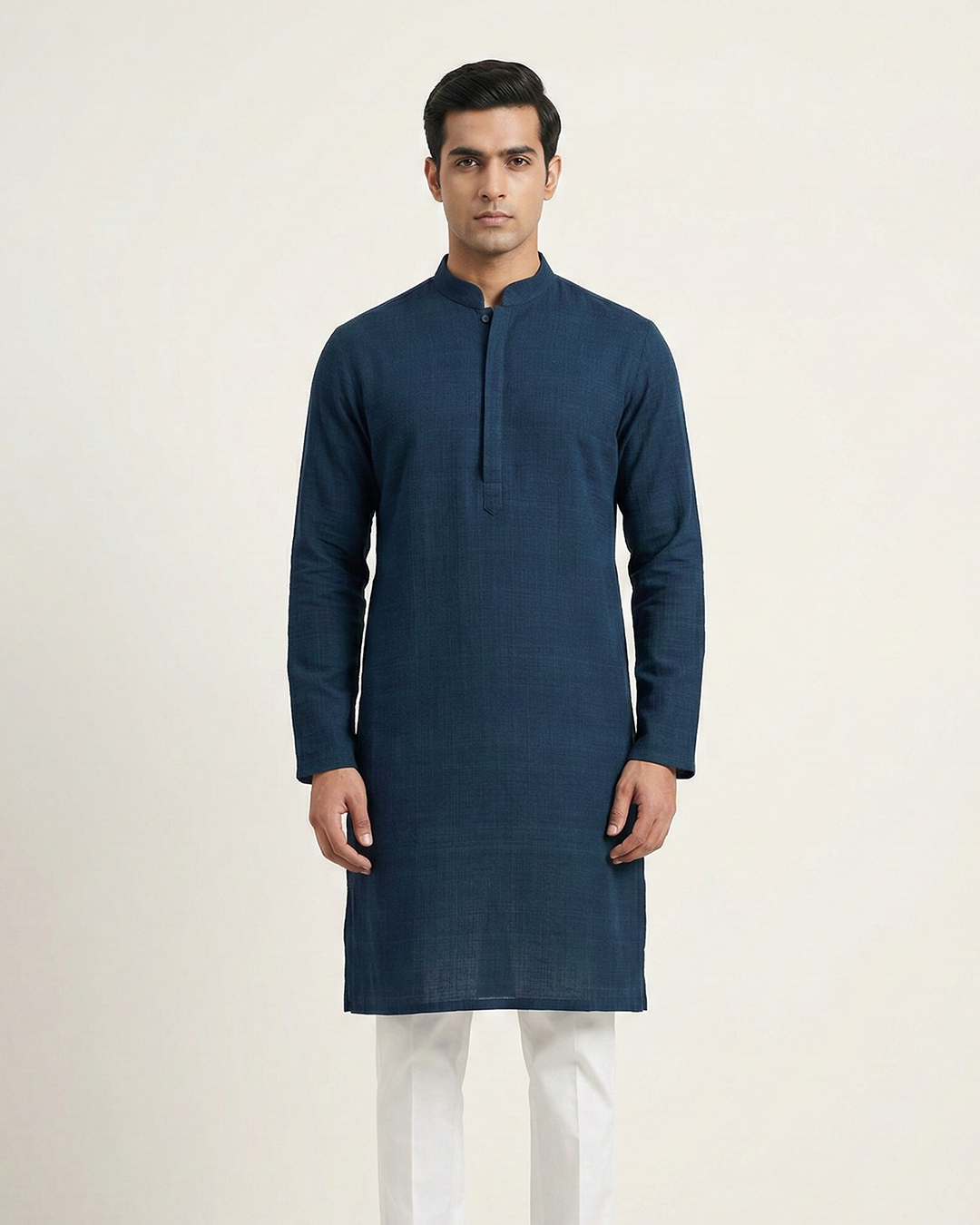 Indigo Handwoven Matka Silk Kurta