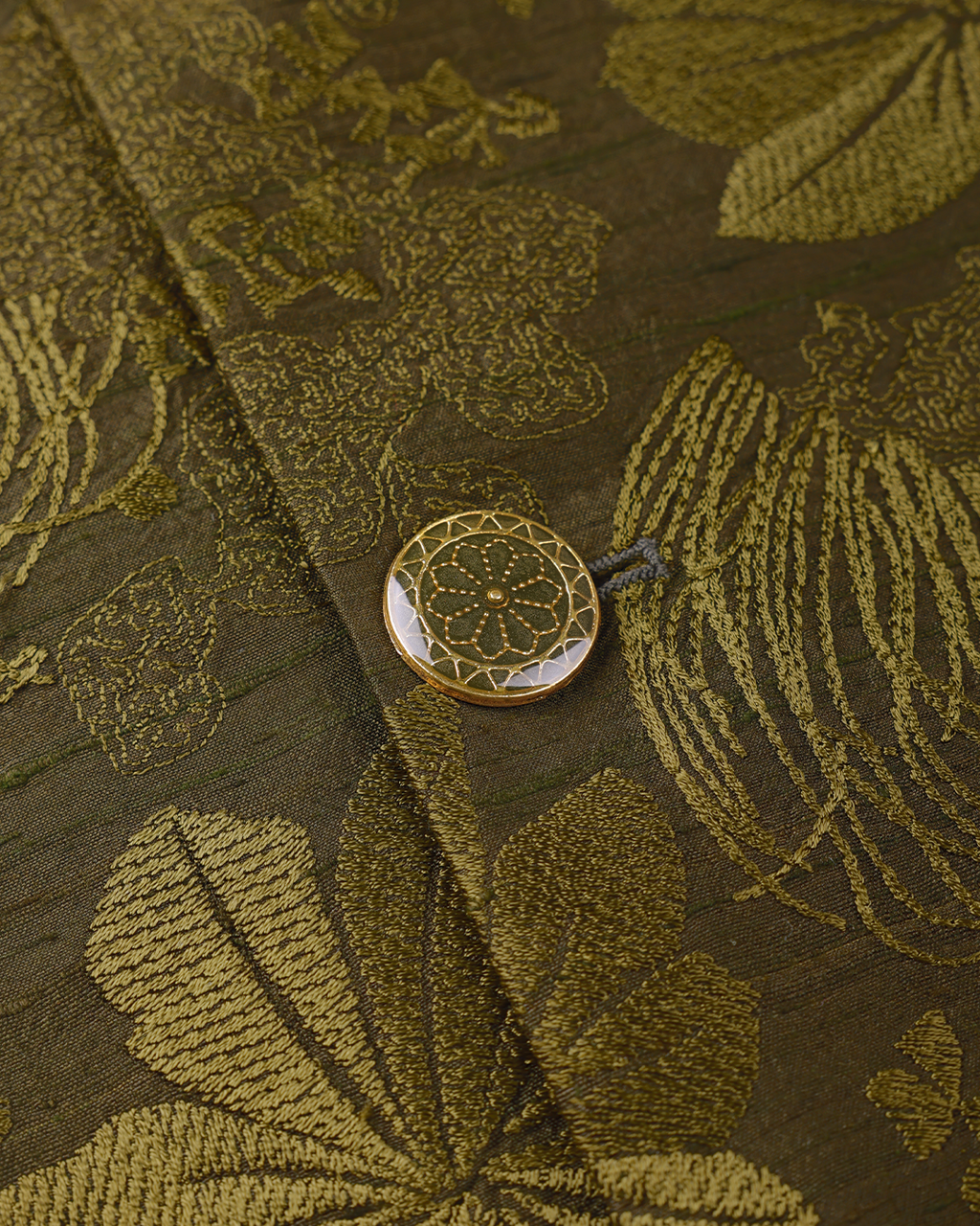 Green Handwoven Tussar Silk Embroidered Bandhgala