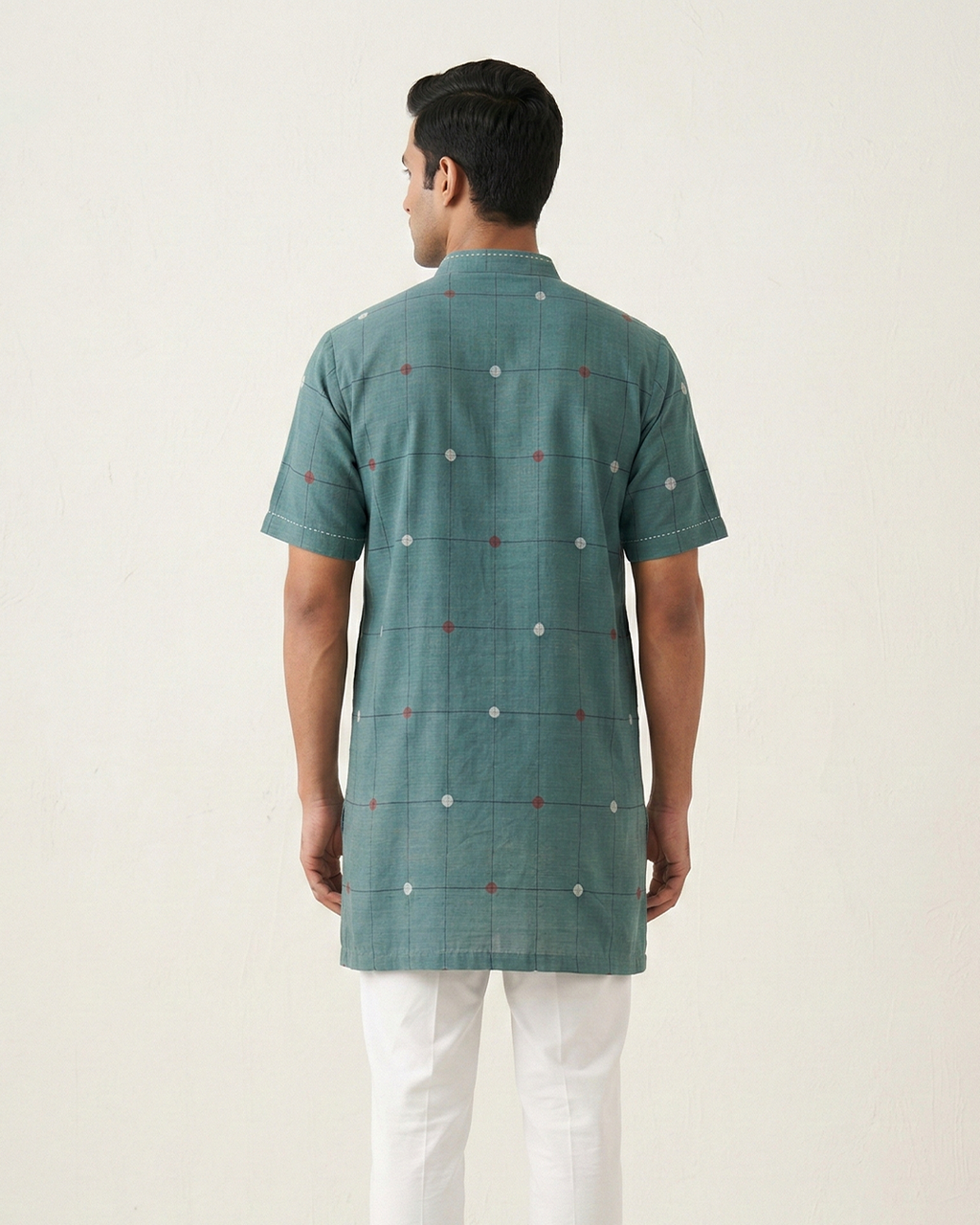 Molly Robins Green Handwoven Khadi Short Kurta