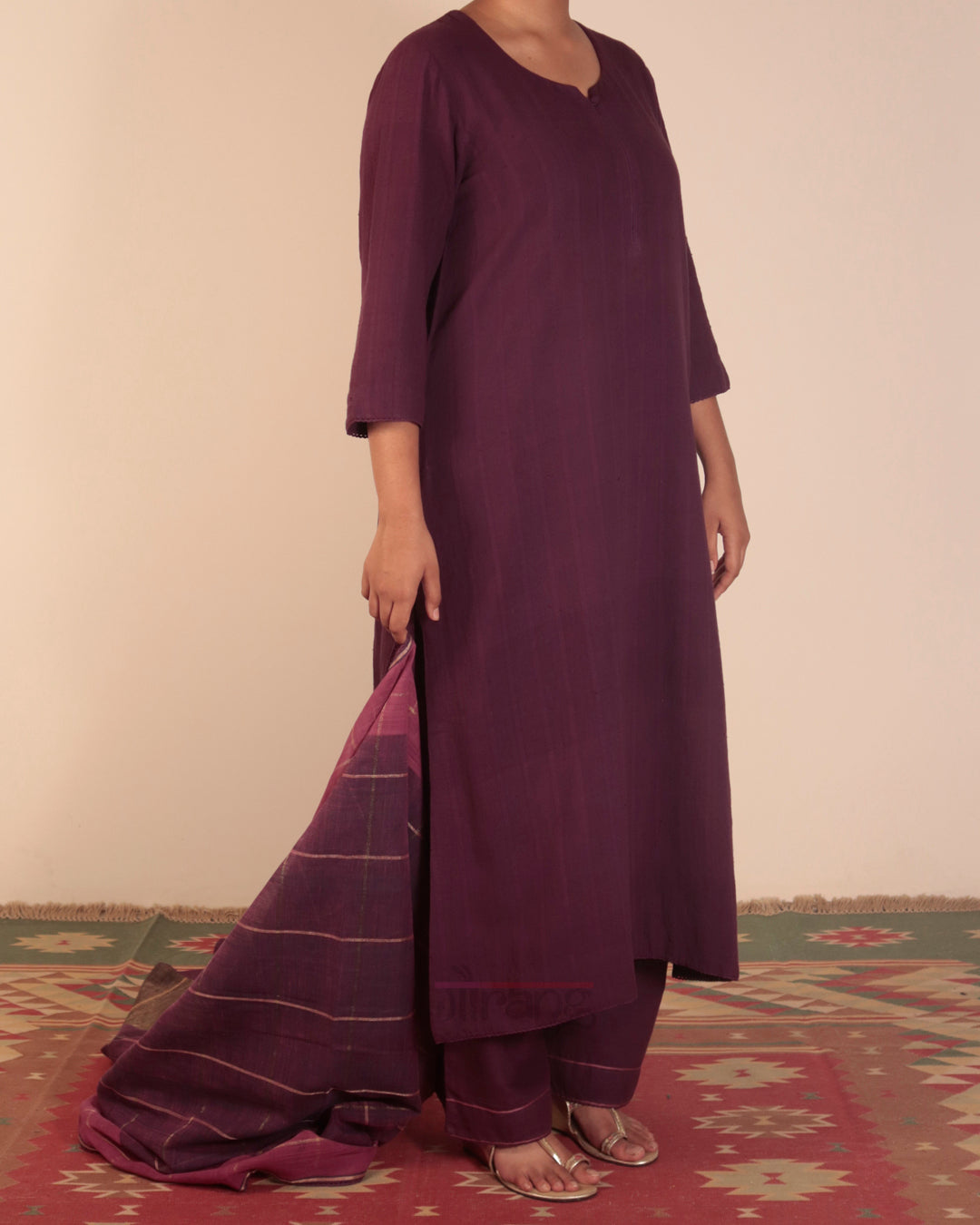 Purple Jamdani Kurta Set