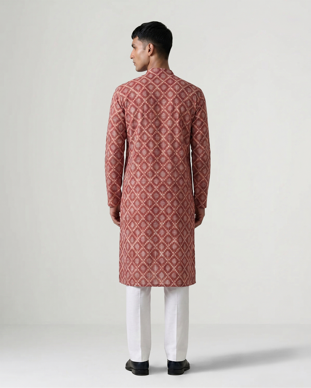Red Handwoven Khadi Double Ikkat Kurta