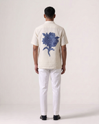 Neel Pushp - Handpainted Natural Indigo Khadi Shirt