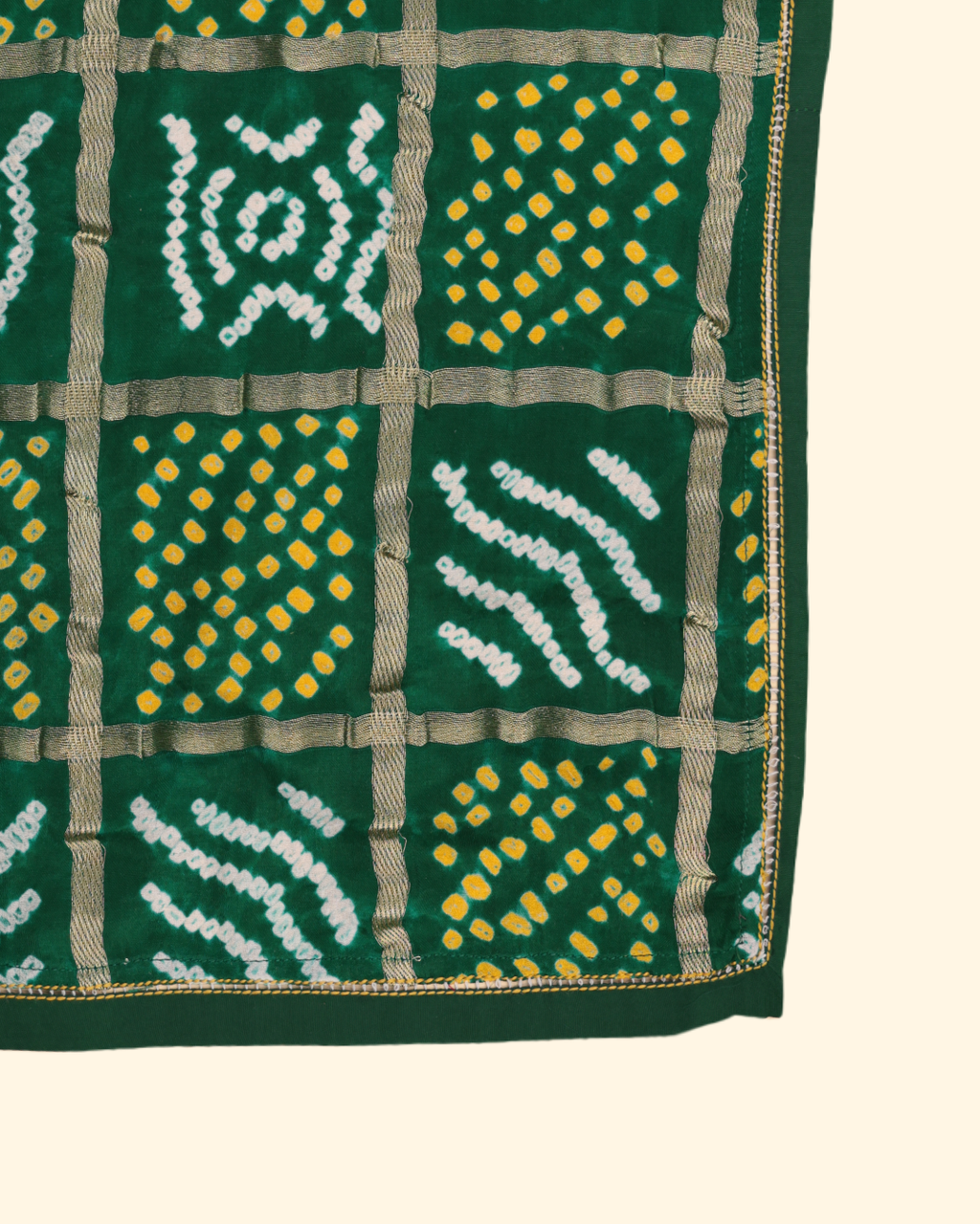 Green Handwoven Bandhani Silk Pocket Square